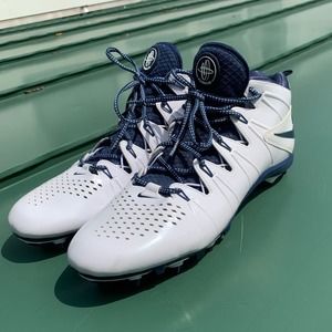 Men’s Nike Huarache white and blue lace up Lacrosse cleats